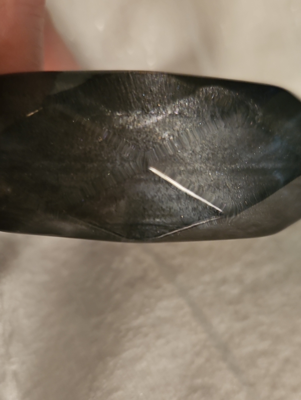 Vintage Silver Metallic Faceted Resin Bangle Bracelet - Picture 6 of 6